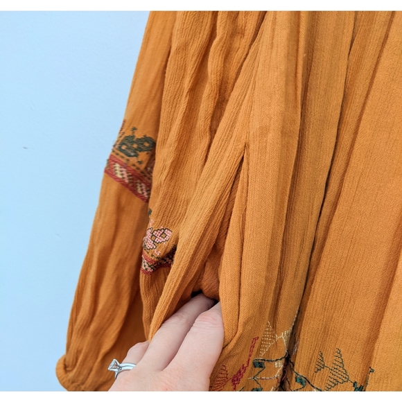 Free People Rhiannon Embroidered Mustard Mini - Picture 4 of 10